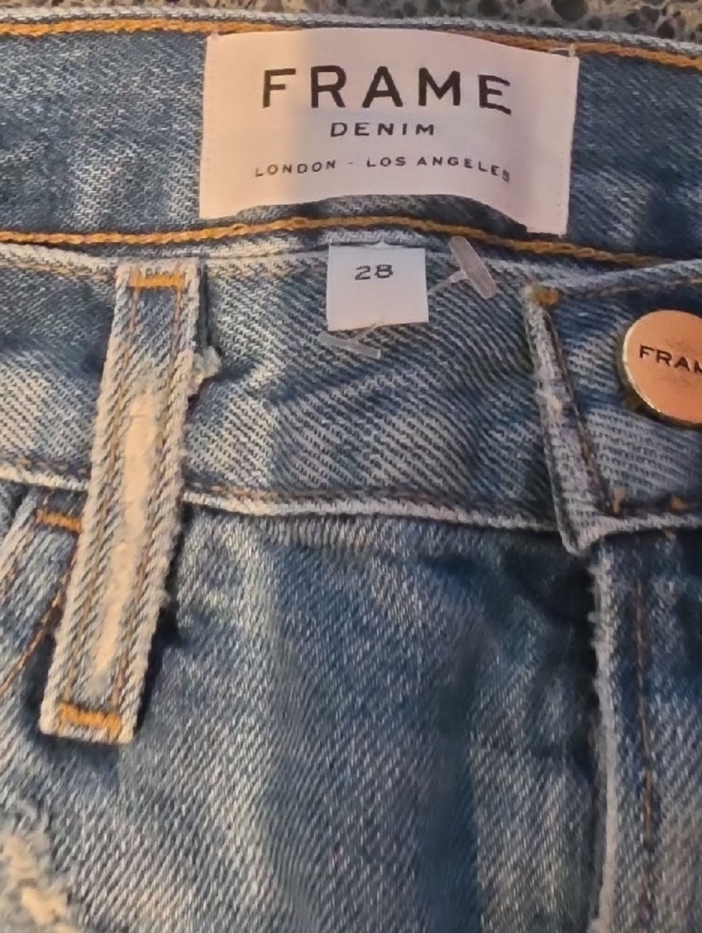Frame Distressed Denim  Blue High-Rise Jean Skirt